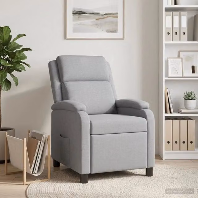 Poltrona reclinabile relax in tessuto grigio con braccioli per soggiorno e ufficio – 1