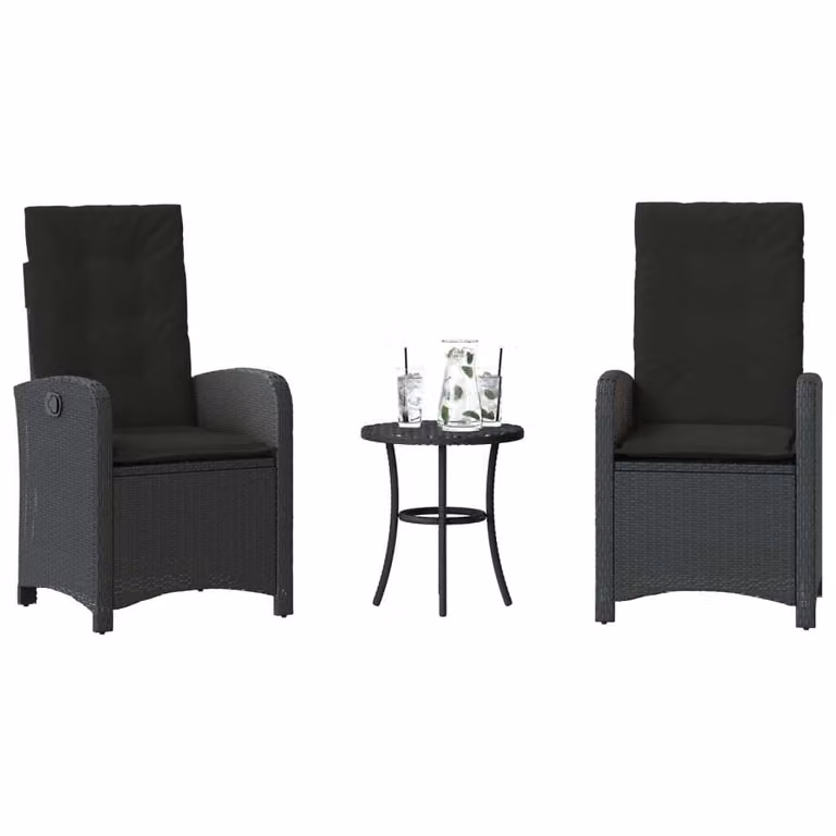 Maison Exclusive - Set da bistrot 3 pezzi con cuscini Nero Poly Rattan