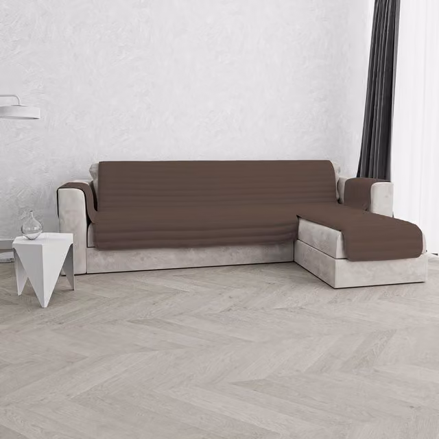 Copridivano con penisola a destra 290 cm Datex marrone