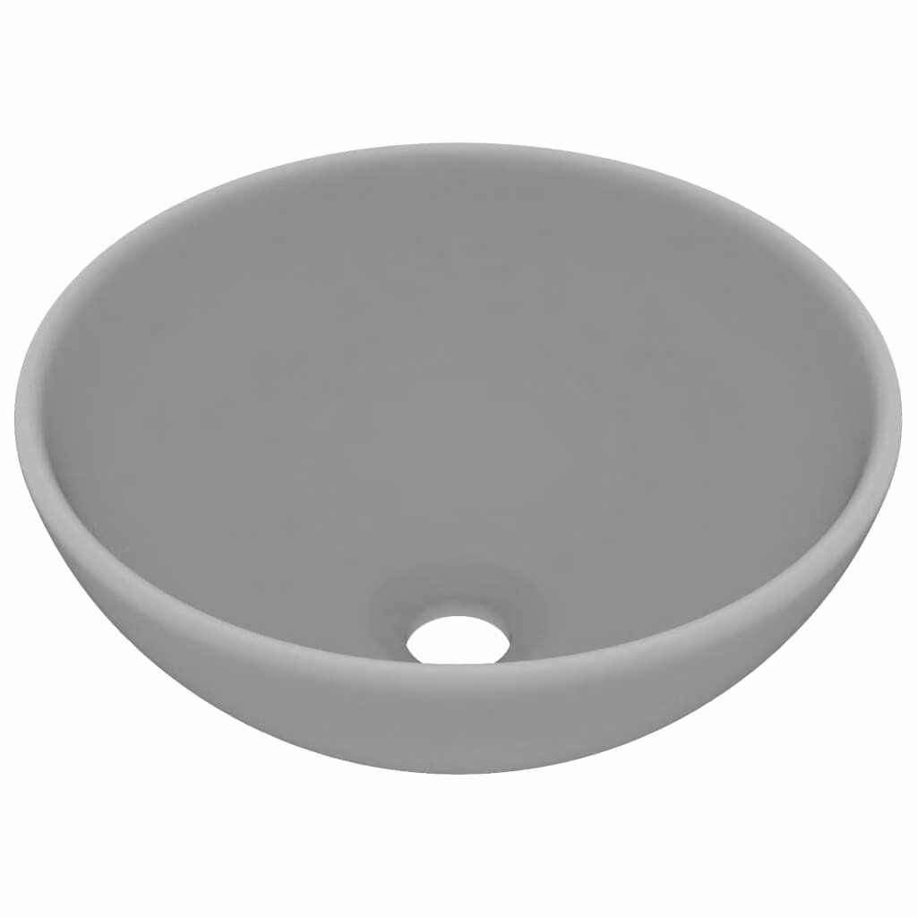 Lavandino Lusso Rotondo Grigio Chiaro Opaco 32,5x14 cm Vetroceramica