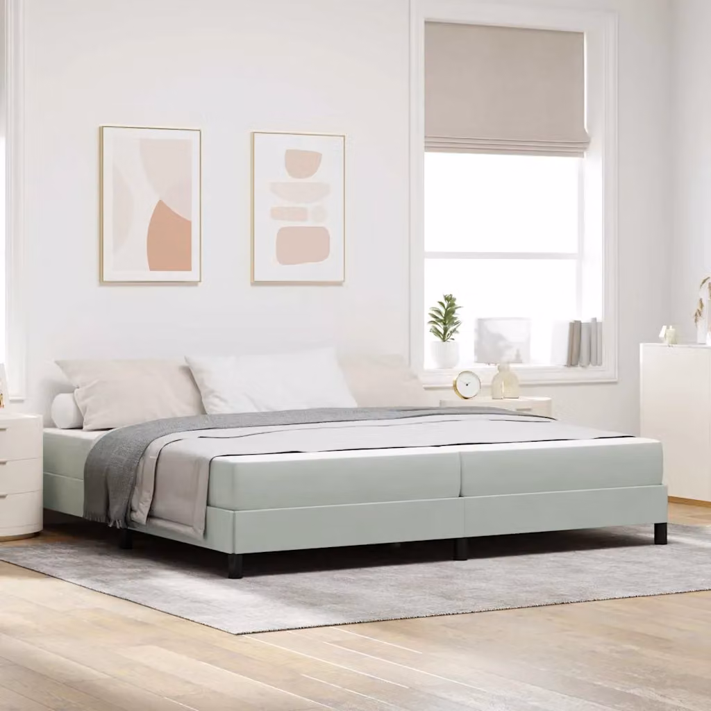 Letto a molle con materasso vidaXL in tessuto Grigio, L/P/H: 200 x 200 x 28 cm – 1