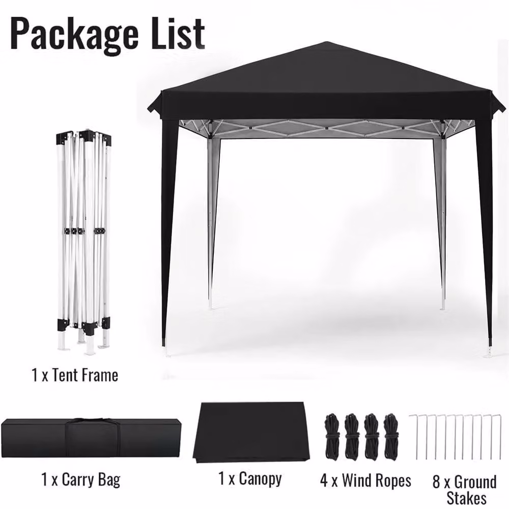 Padiglione pieghevole 3x3 metri - Tenda pop-up per feste - Impermeabile, protezione UV 420D Oxford - Struttura in acciaio - Borsa per il trasporto - Colore: nero