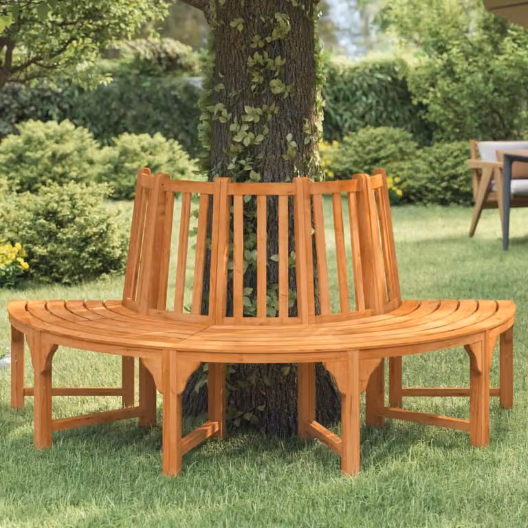 The Living Store Panca ad albero semicircolare Ø208 cm in legno massiccio di eucalipto