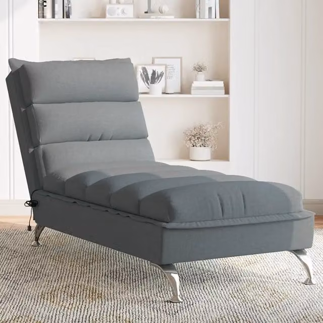 Chaise Longue da Massaggio vidaXL con Cuscini in Tessuto Grigio – 1