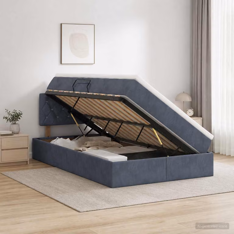 Letto con contenitore vidaXL in velluto con base lift-up, L/P/H: 120 x 200 x 88 cm