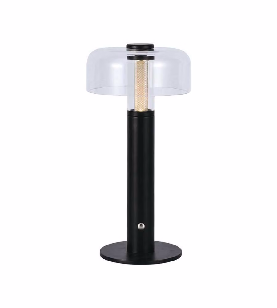 V-TAC Lampada LED da Tavolo 1W Colore Nero e Bianco Trasparente Ricaricabile con USB C Touch Dimmerabile 3in1