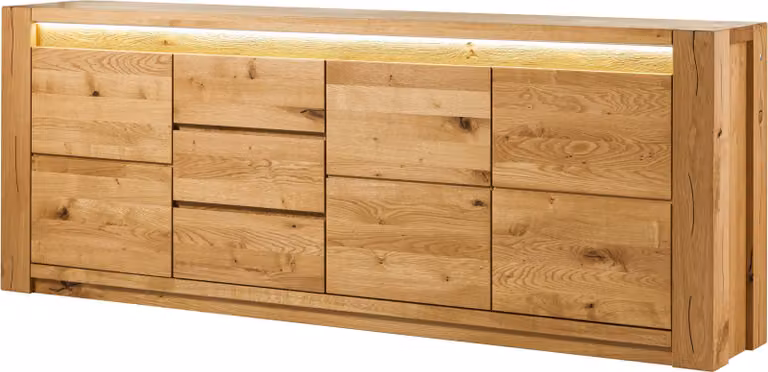 MASSIVMOEBEL24 | Credenza in legno di quercia selvatica 223x40x85 oliato naturale KENT #131