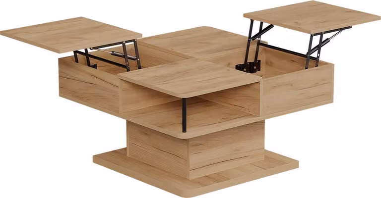tavolino soggiorno Vicco Movira Rovere dorato 80 x 45 cm con vani portaoggetti, Model 59127