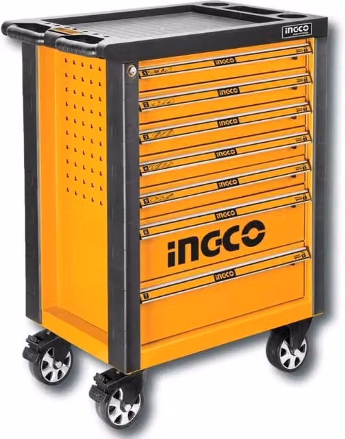 Carrello degli attrezzi Ingco arancione con 7 cassetti e ruote L: 76,5 cm, P: 46,5 cm, H: 97,6 cm