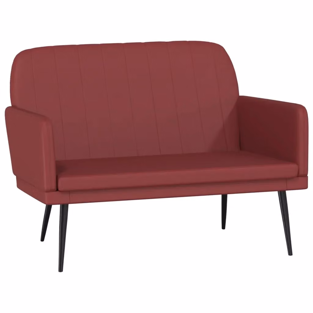 Panca moderna vidaXL in similpelle rossa con braccioli e struttura in metallo L: 110 cm, P: 80 cm, H: 81 cm – 2