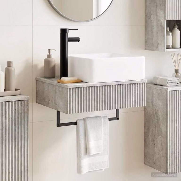 Lavabo da parete moderno vidaXL Grigio, L: 53 cm, P: 35 cm, H: 39 cm