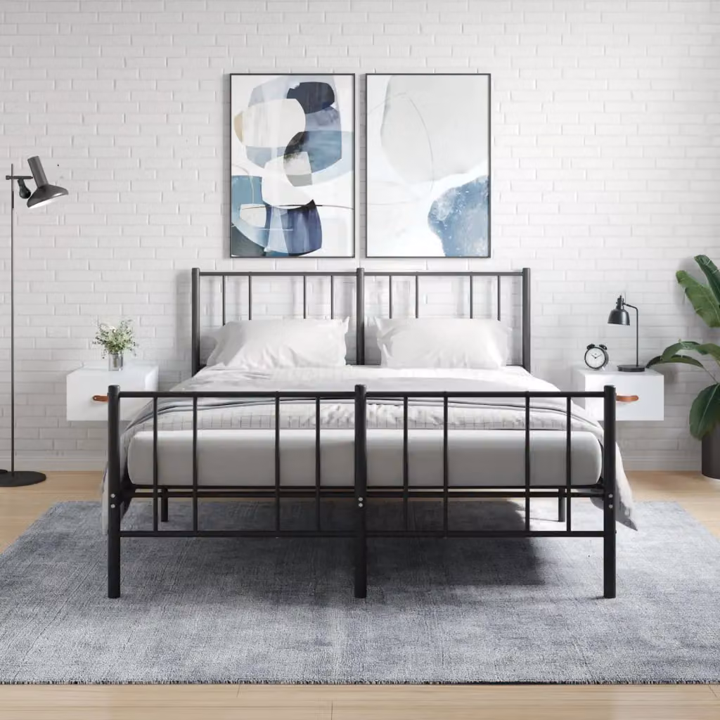 Set di 2 comodini da muro vidaXL in bianco lucido L 35 cm x P 35 cm x H 20 cm