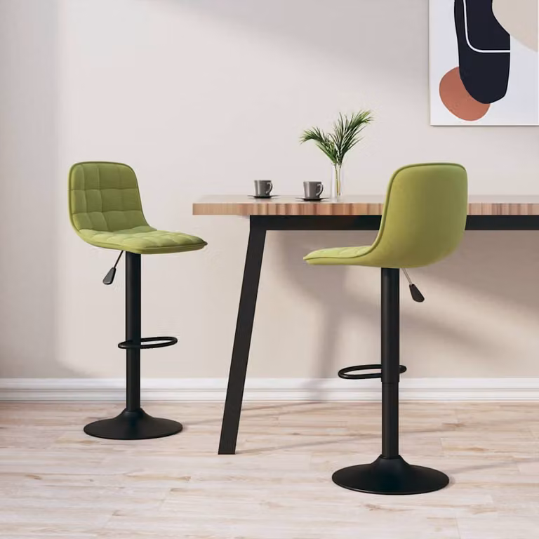 Set di 2 sgabelli da bar vidaXL in velluto verde chiaro con struttura in metallo