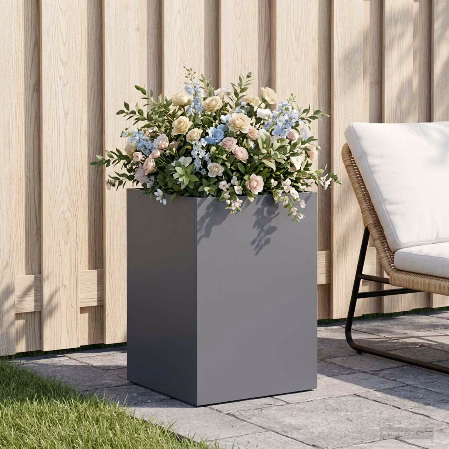 vidaXL Vaso da giardino in metallo Antracite L/P/H: 40 x 40 x 60 cm