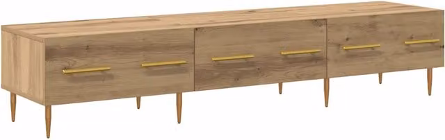 Mobile TV moderno HELLOSHOP26 in legno di rovere e metallo marrone con vani porta media L: 150 cm, P: 36 cm, H: 30 cm – 1