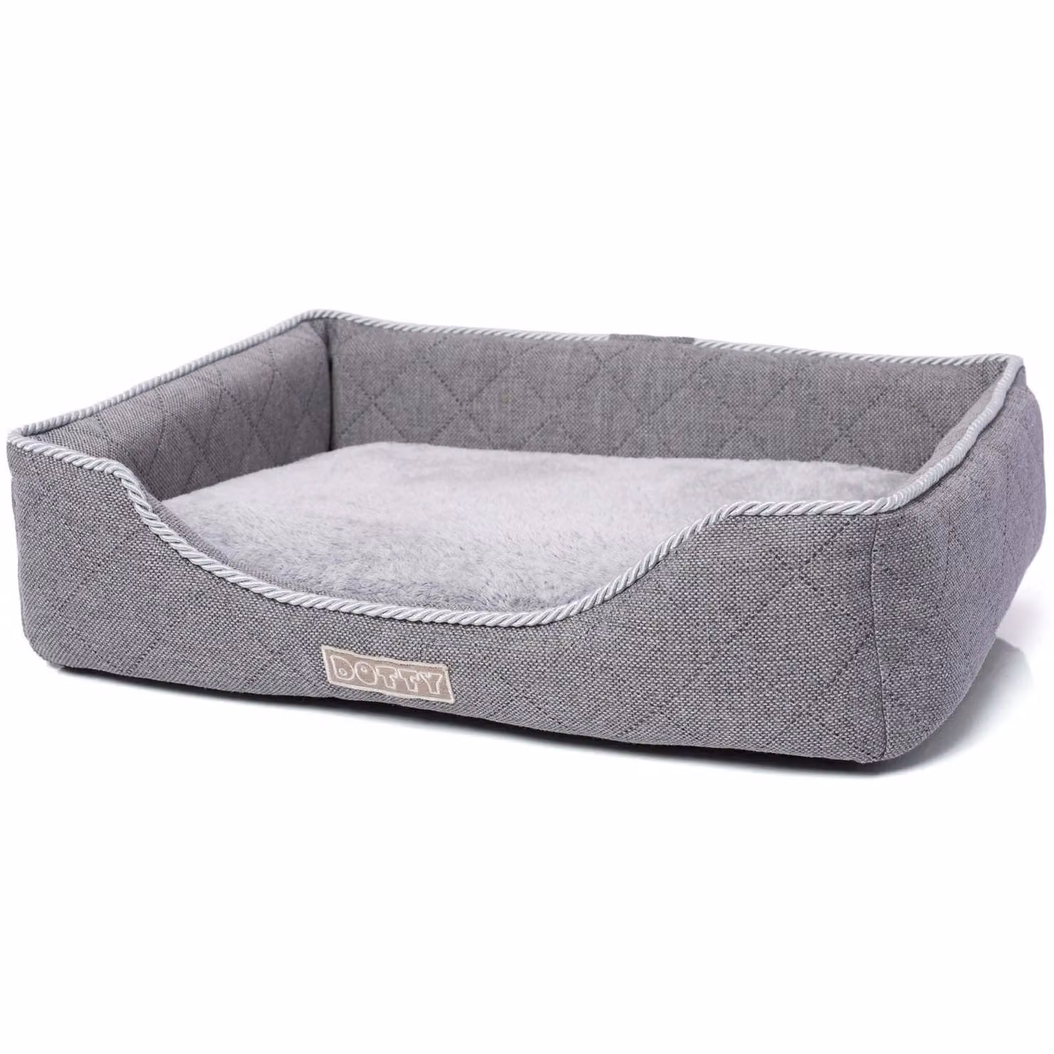DOTTY posto letto per cani divano per cani, letto per gatti, letto coccoloso per animali domestici, letto in peluche per cani di piccola taglia, lavabile, grigio, taglia S (55 cm x 45 cm)