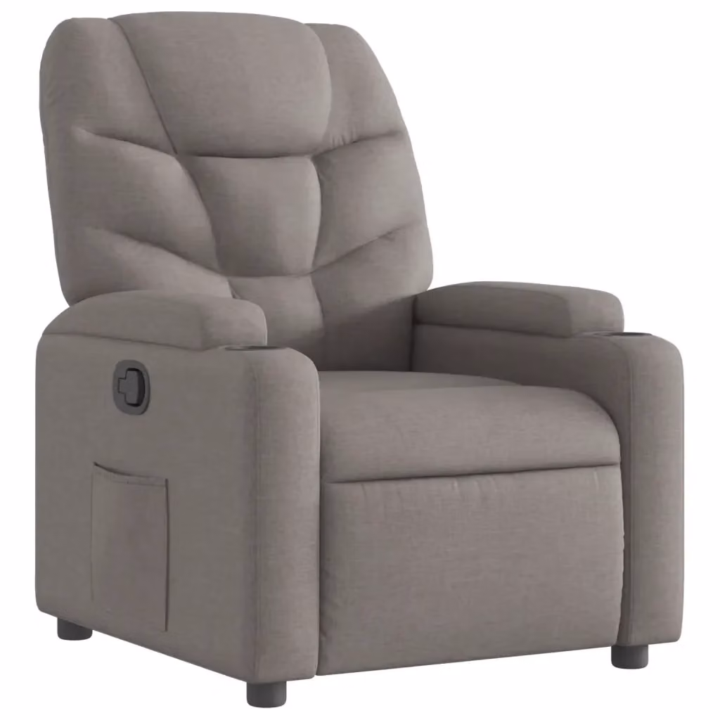 Poltrona Reclinabile Relax vidaXL in Tessuto Beige e Grigio con Braccioli e Meccanismo a Leva Manuale – 2