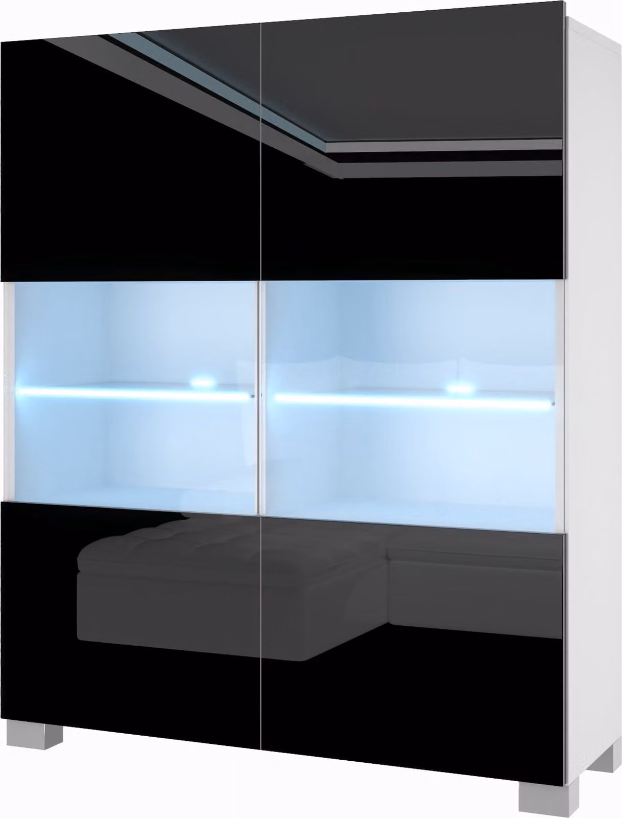 BELINI cassettiera credenza soggiorno camera da letto armadio a colonna con luci LED (nero)