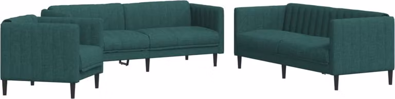 Set di Divani 3 pz Verde Scuro in Tessuto