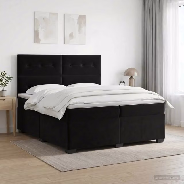 Letto box spring con materasso ibrido vidaXL in velluto nero L/P: 200 x 200 cm