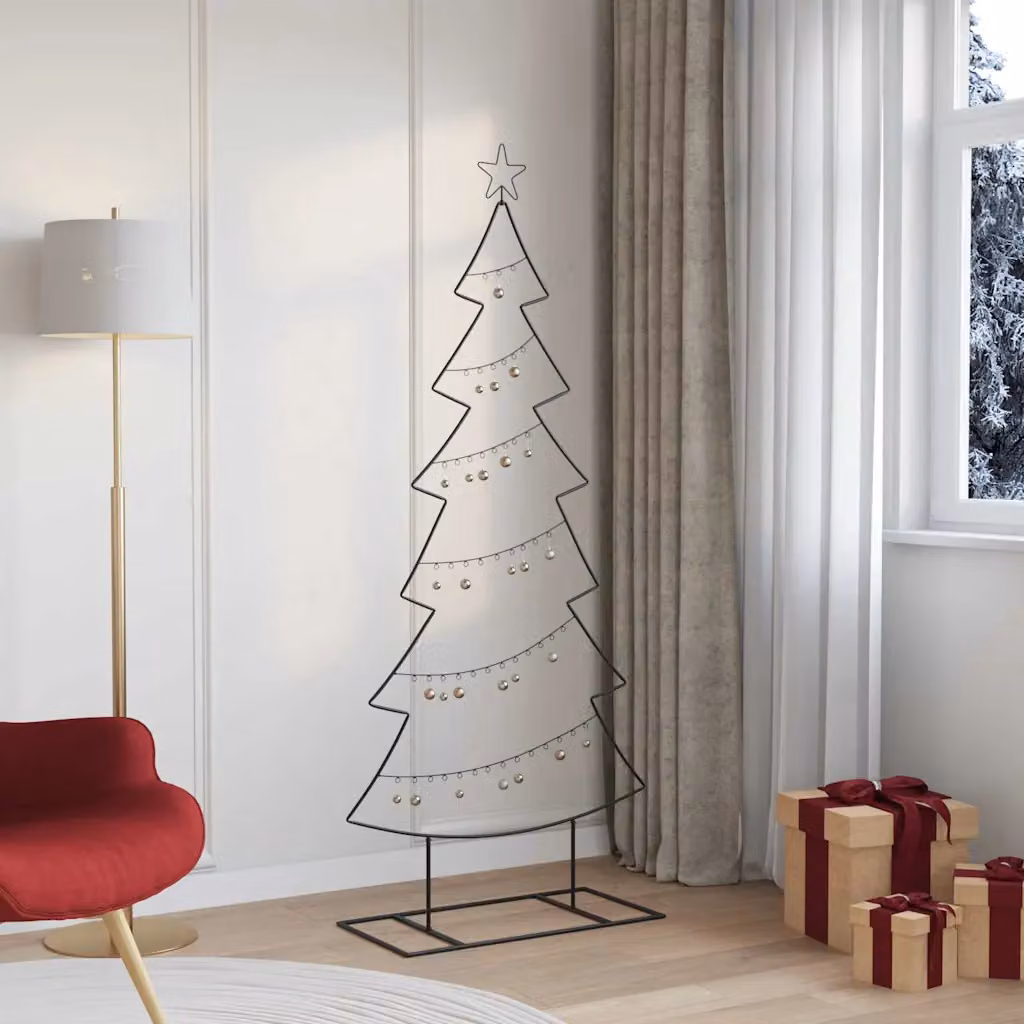 Albero di Natale moderno vidaXL in metallo nero con stella, Altezza: 180 cm