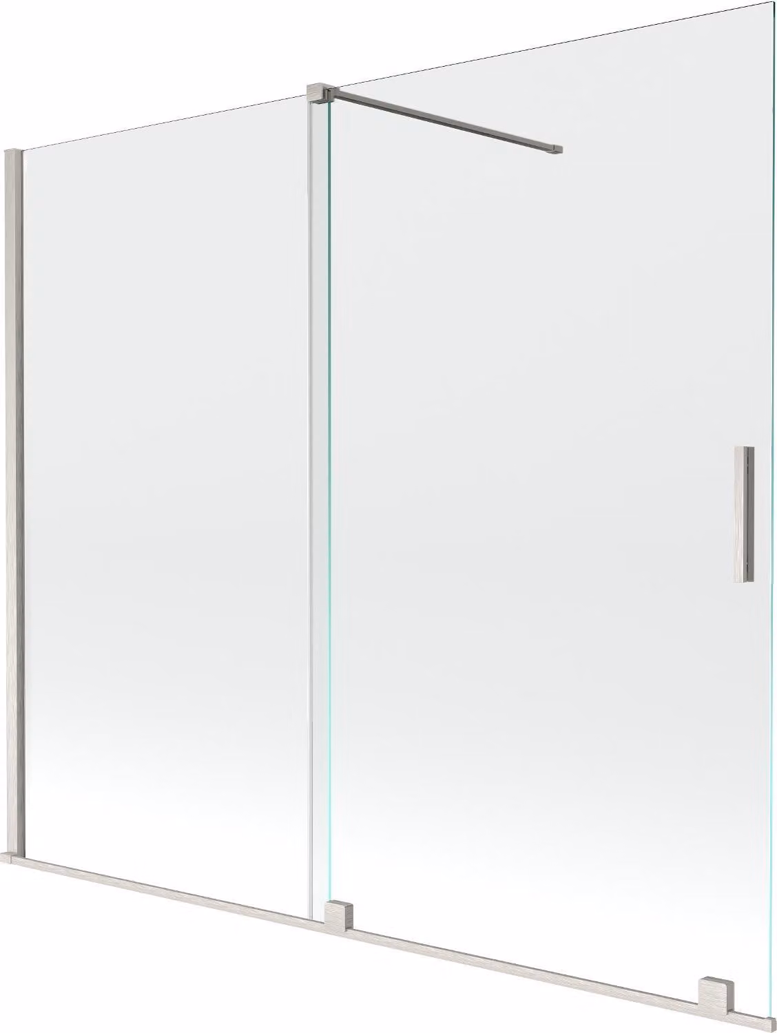 Mexen Velar paravento per vasca da bagno a 2 ante scorrevoli 180 x 150 cm, trasparente, nichel spazzolato - 896-180-000-01-97