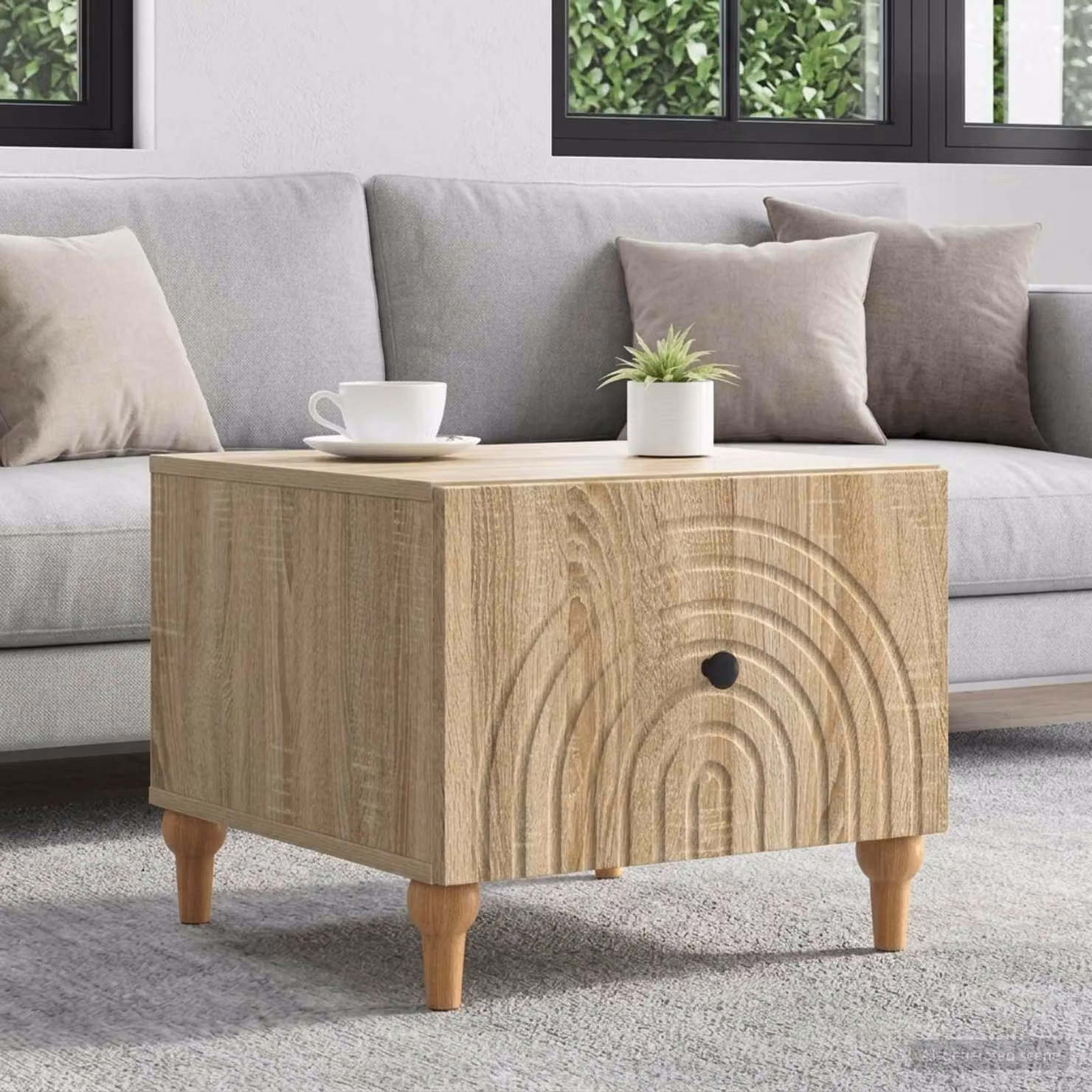 vidaXL Tavolino da salotto moderno con cassetto in legno marrone L: 49 cm, P: 50 cm, H: 40 cm