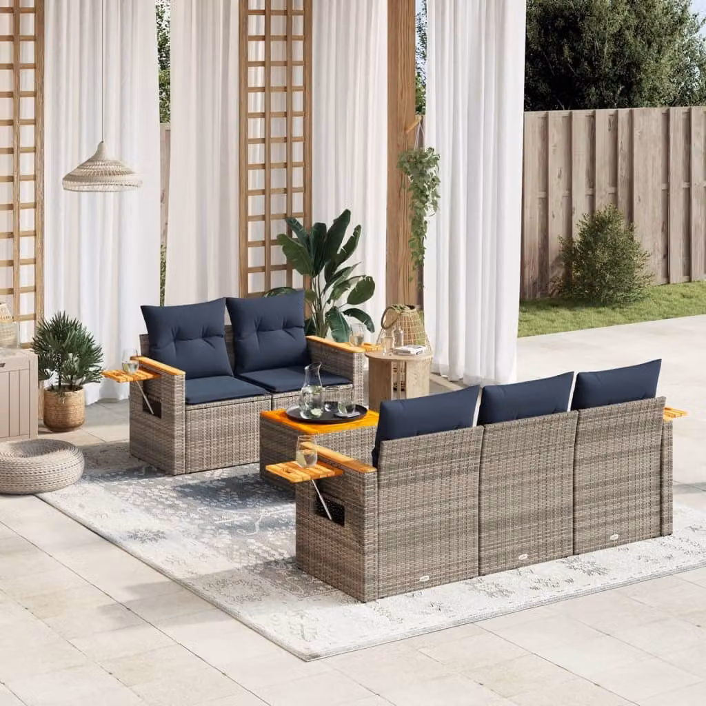 Maison Exclusive - Set Divani da Giardino 6 pz con Cuscini Grigio in Polyrattan