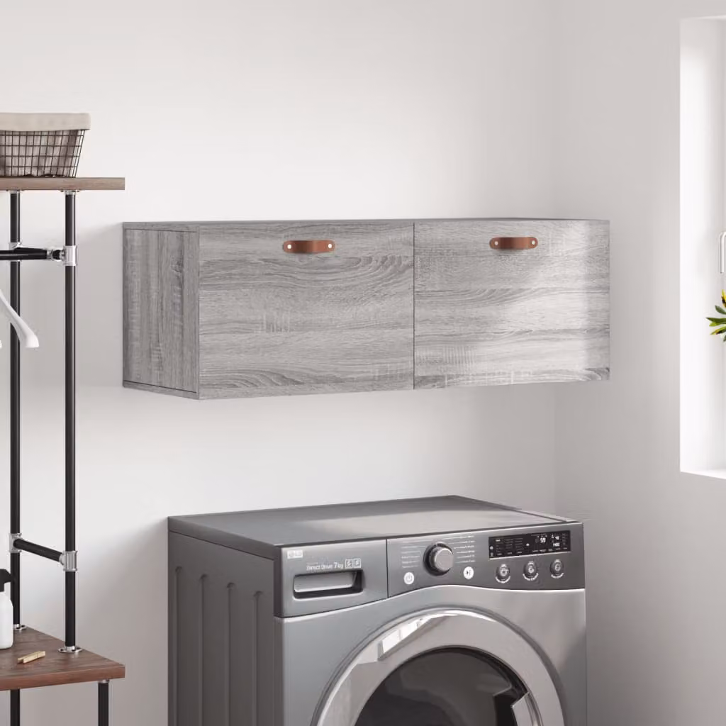 Mobile a parete vidaXL in legno multistrato e MDF, colore Grigio Sonoma, L 100 x P 36,5 x H 35 cm