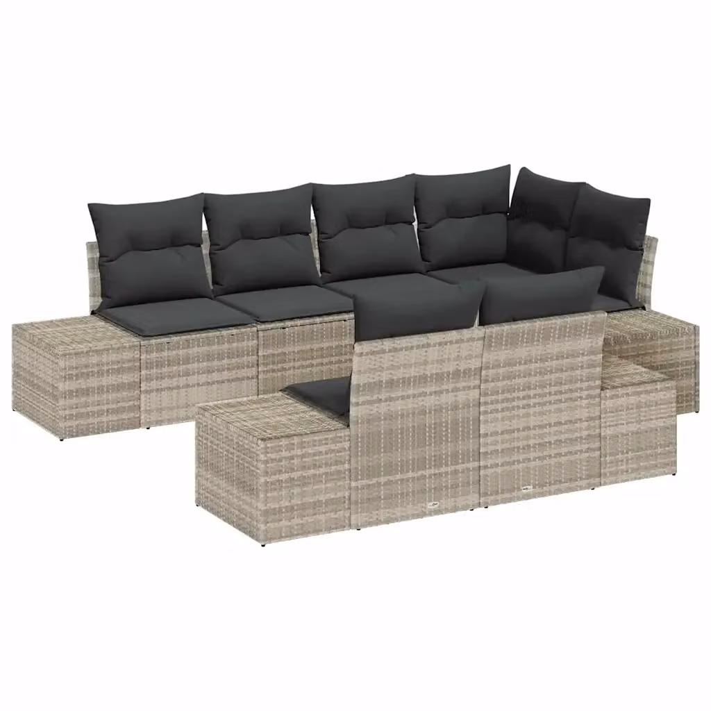 Set da giardino vidaXL composto da 7 pezzi in rattan e metallo con cuscini, colore grigio – 2