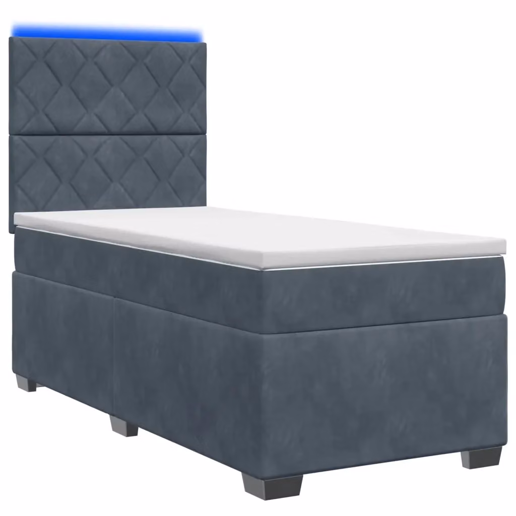 Letto moderno vidaXL con Box Spring, materasso ibrido e illuminazione LED sottostante, rivestimento in tessuto grigio, L/P: 190 x 90 cm – 2