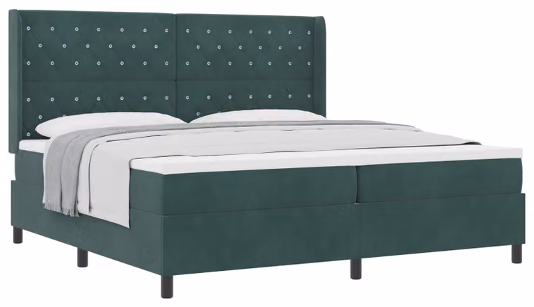 Letto a molle con materasso Verde Scuro 200 x 200 cm Velluto