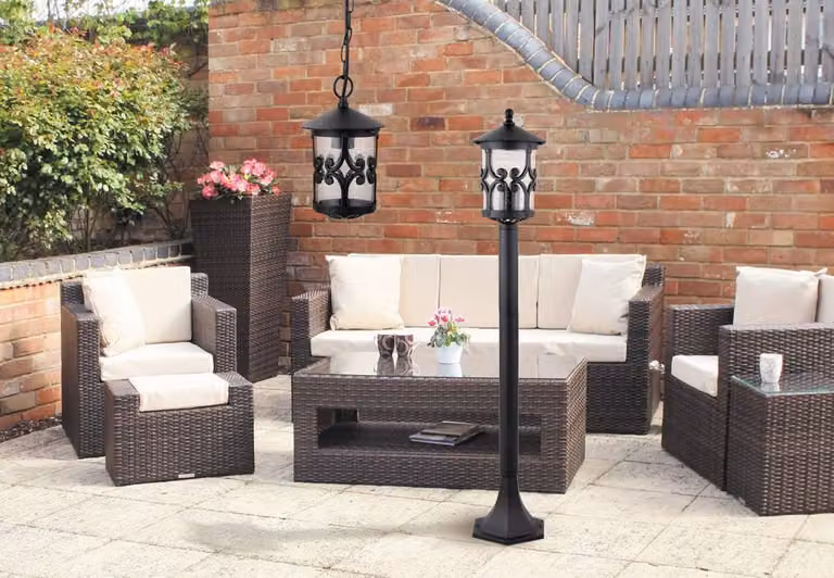 Lampada da terra Palma metallo vetro nero L:15,5cm H:100cm IP23