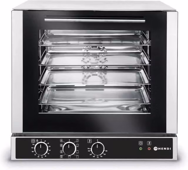 Forno elettrico a convezione multifunzionale da incasso Hendi in acciaio inox e vetro color argento