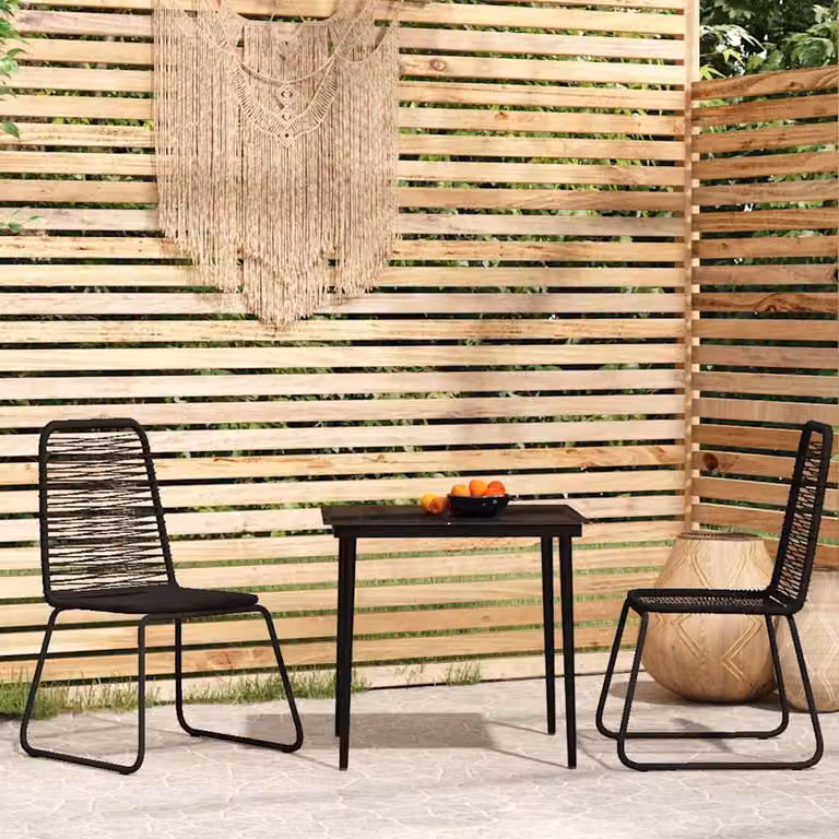 Set Mobili da Giardino Moderno vidaXL in Acciaio Verniciato Nero e Vetro, 3 Pezzi