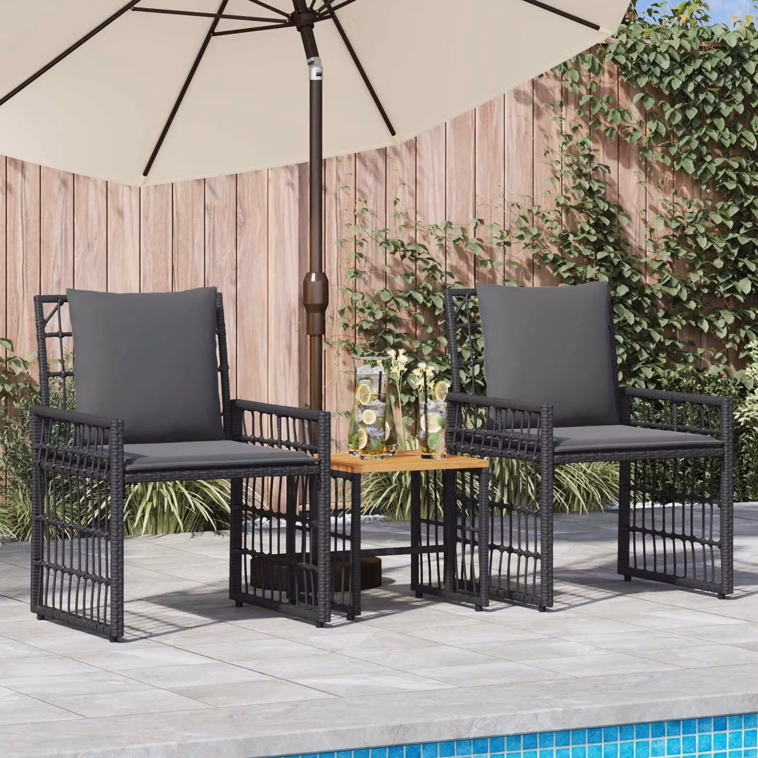 Maison Exclusive - Set di mobili da giardino, 3 pezzi, nero e grigio scuro