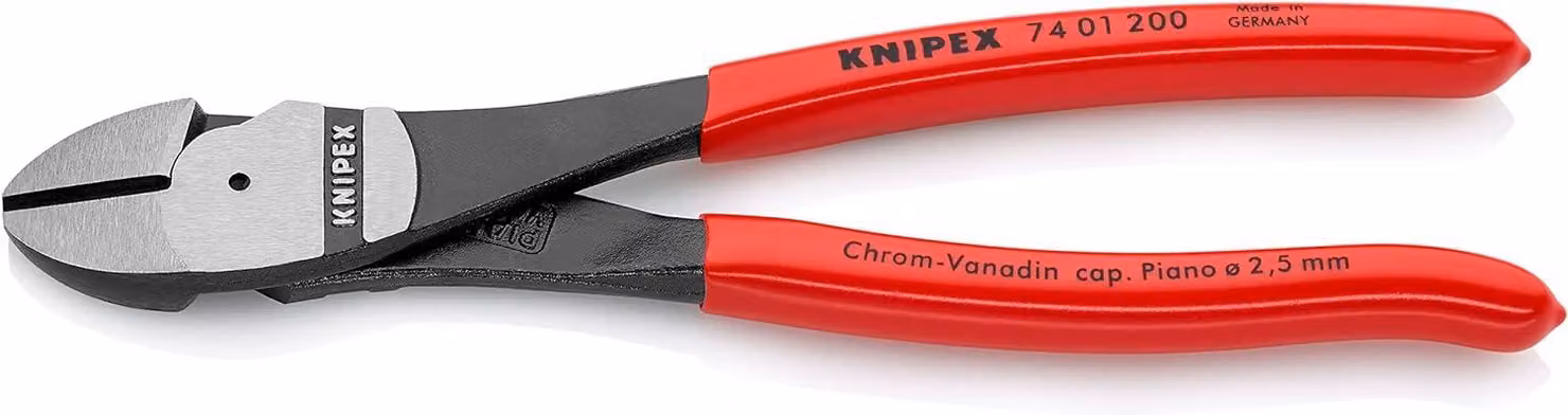 KNIPEX 74 01 200 SB, Tagliacavi manuale, rosso, nero, acciaio inox, 4,2 mm, DIN ISO 5749, 200 mm