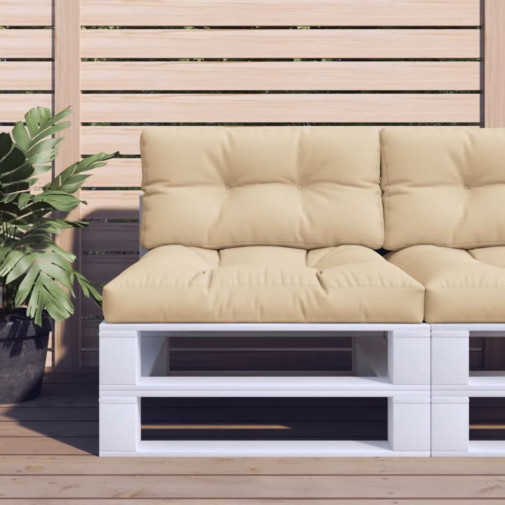 Set di 2 cuscini per pallet vidaXL beige in poliestere resistente all'acqua e ai raggi UV L 70 x L 70 x H 12 cm