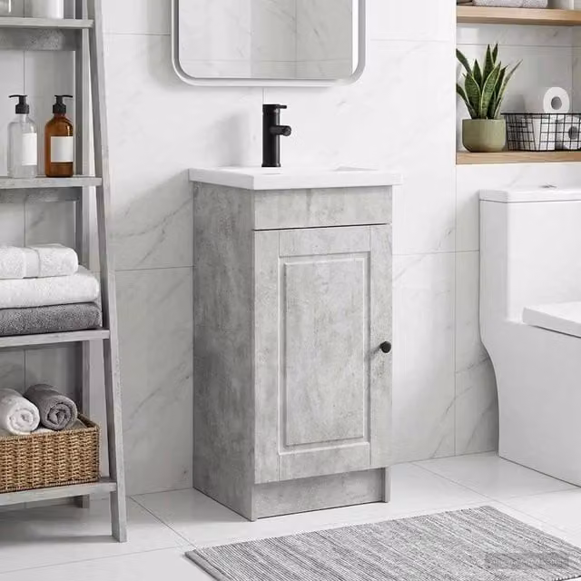Mobile da bagno moderno vidaXL con lavabo, Grigio e Nero, L: 42 cm, P: 40 cm, H: 84,5 cm