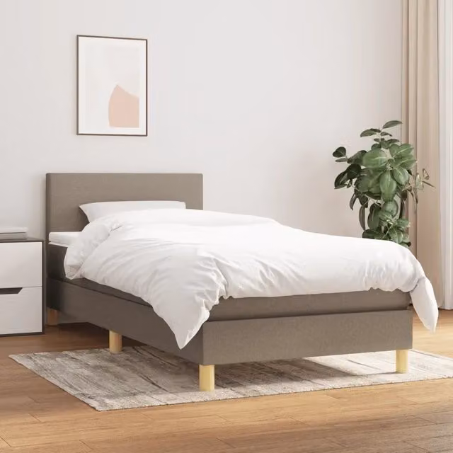 Letto Ibrido vidaXL con Giroletto a Molle e Materasso, Colore Beige e Bianco, L/P/H: 90 x 200 x 78 cm – 1