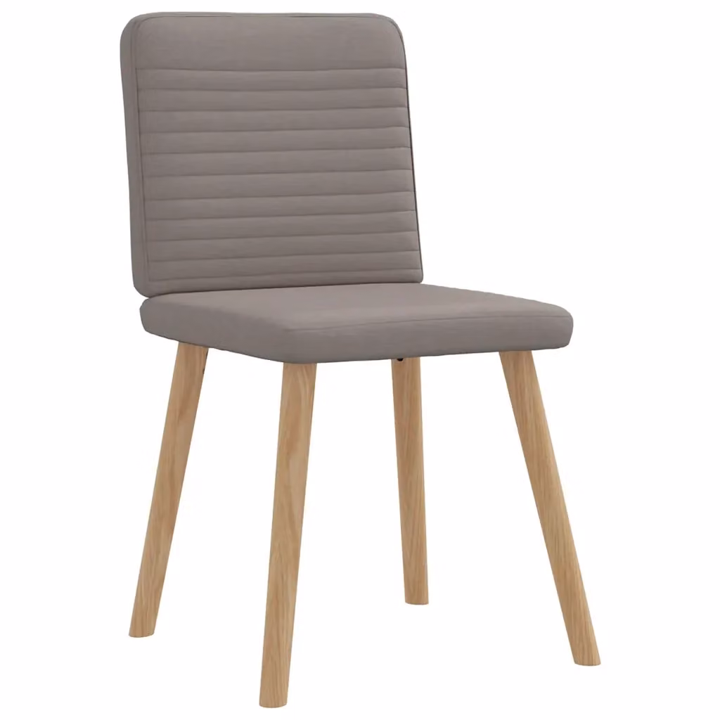 Set di 4 sedie da pranzo vidaXL in tessuto beige e grigio con struttura in legno di gomma e metallo per soggiorno e cucina – 2