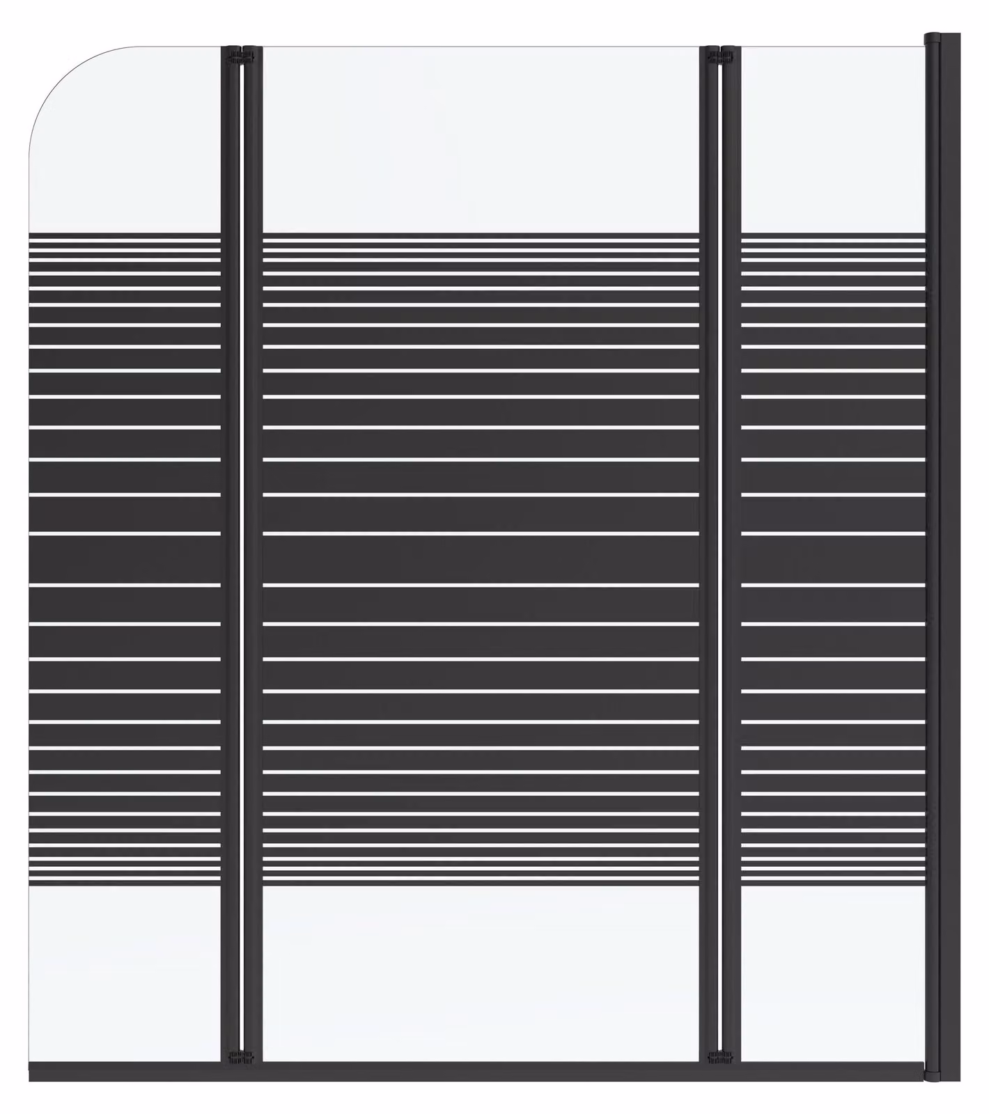 Schermo da bagno pieghevole MARWELL Black Lines 125 x 140 cm Schermo doccia per vasca da bagno pieghevole in 3 pezzi in nero opaco - cabina doccia in vetro di sicurezza temperato da 4 mm
