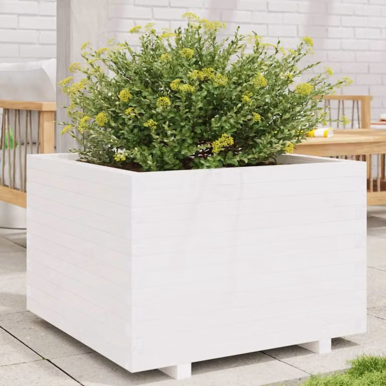 Fioriera da giardino vidaXL in legno bianco L/P/H: 70 x 70 x 49,5 cm