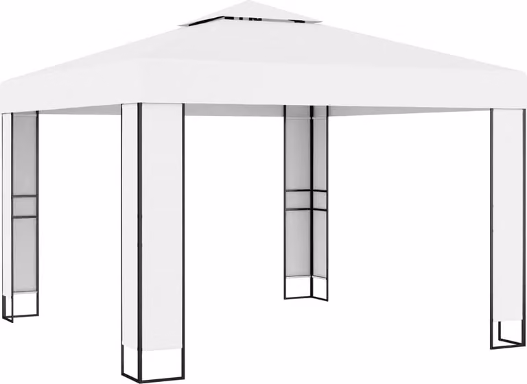 Gazebo con Tetto Doppio 3 x 3 m Bianco