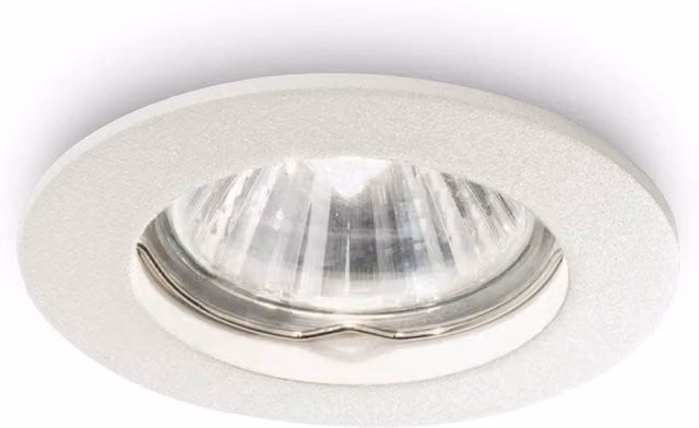 Faretto da incasso LED Jazz di Ideal Lux, modello rotondo in metallo bianco con vetro trasparente e attacco GU10