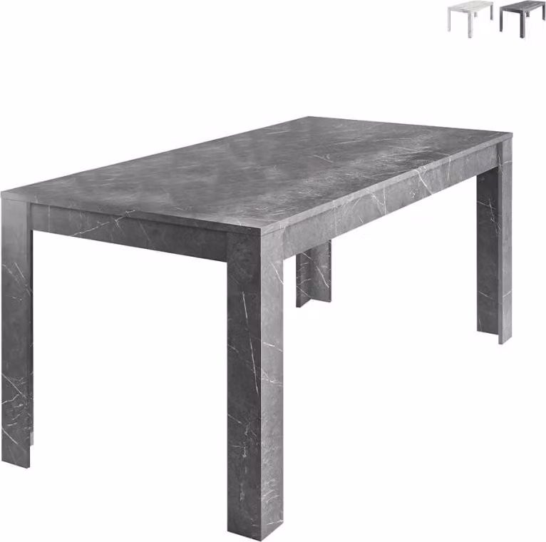 Tavolo da pranzo 180x90 cm in stile moderno effetto marmo Excelsior - Nero