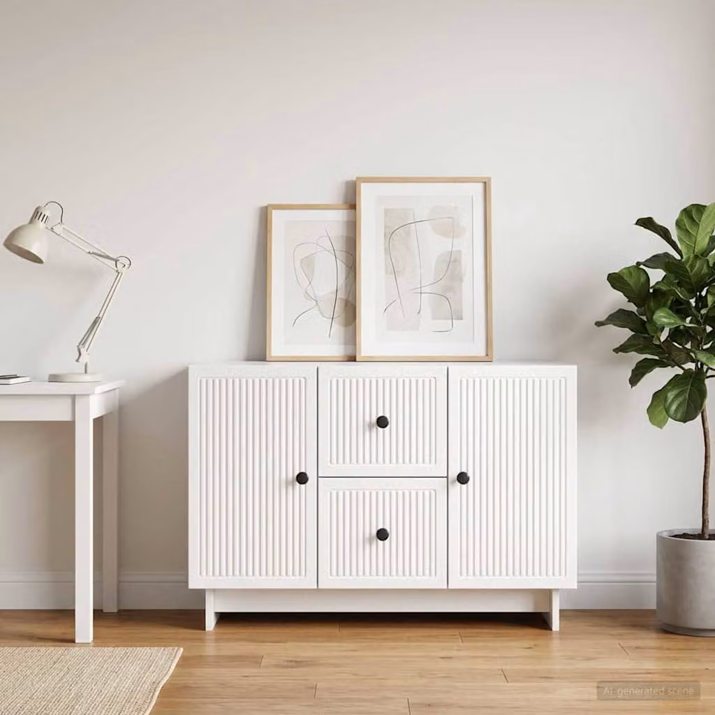 Credenza moderna vidaXL in legno MDF bianco lucido L: 89 cm, P: 34,5 cm, H: 60 cm