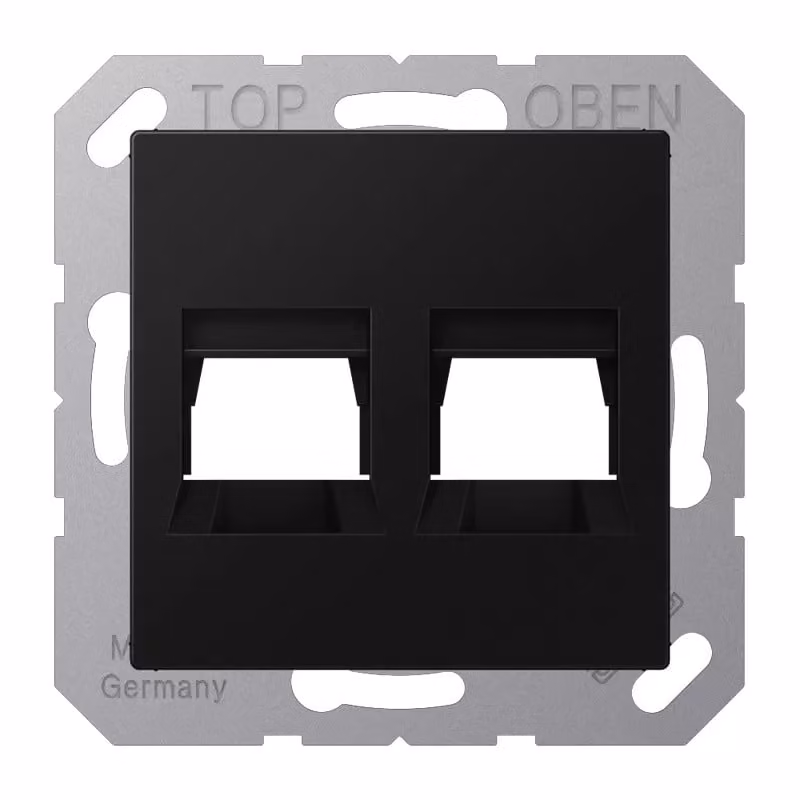 Coperchio Jung (a scatto) per prese jack modulari doppie, EMT, AMP, MTRJ, termoplastica verniciata, serie A, nero grafite opaco A1569-25WESWM