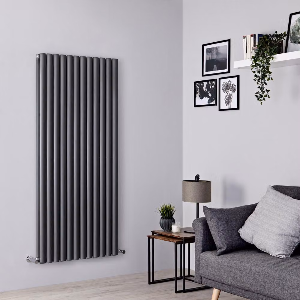 Radiatore Verticale Design Antracite 1600x708mm 1940W - Doppio pannello - Alta Potenza - Stile Moderno