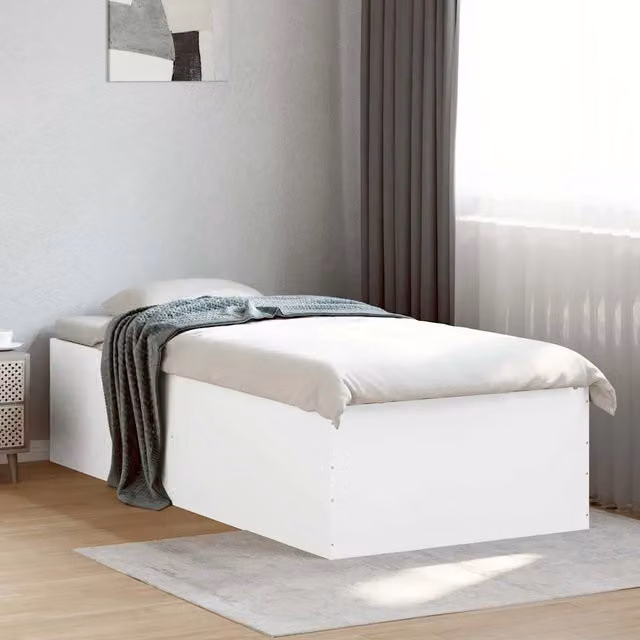 Giroletto-Struttura Letto Bianco 100x200 cm in Legno Massello 387865